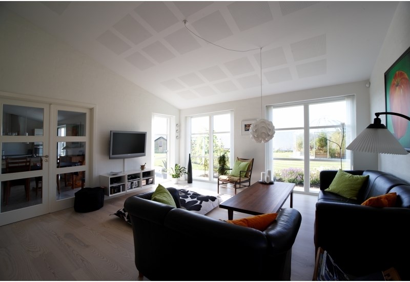 Typehus på 167 m2 med carport Stue med loft til kip
